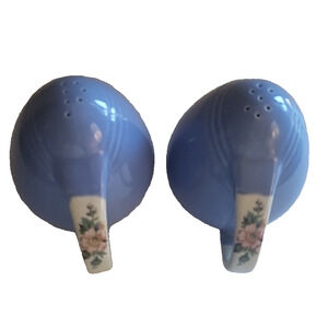 VTG Hall's Quality Kitchenware - Rose Parade Salt & Pepper Set Periwinkle Blue